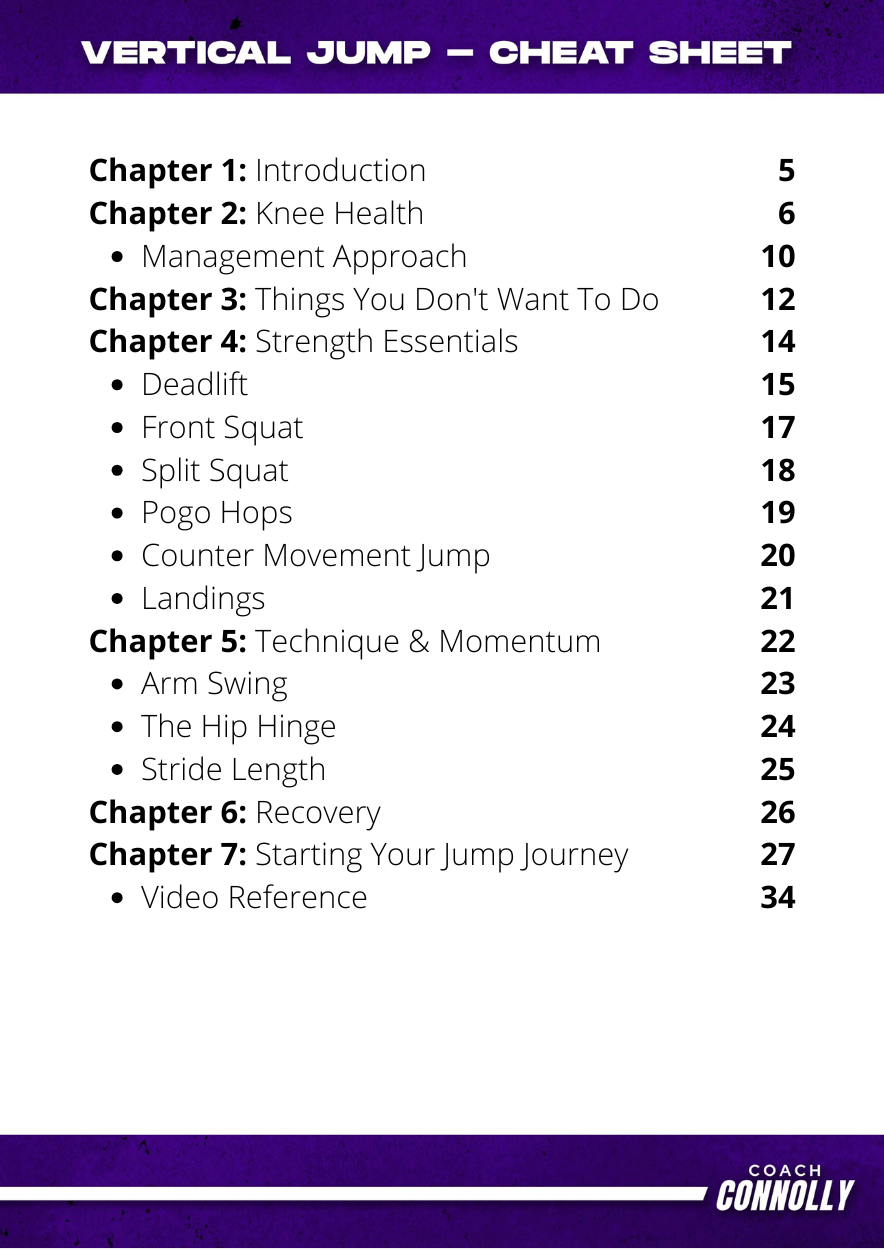 Vertical Jump Cheat Sheet